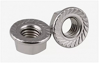 Гайка с насечкой, препятствующей откручиванию оцинкованная М6 (DIN 6923) (100 шт/уп) (Промрукав), PR08.2366