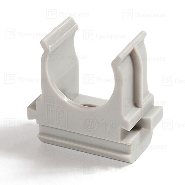 Крепеж-клипса для труб Полистирол серая d16/100 шт (Промрукав)