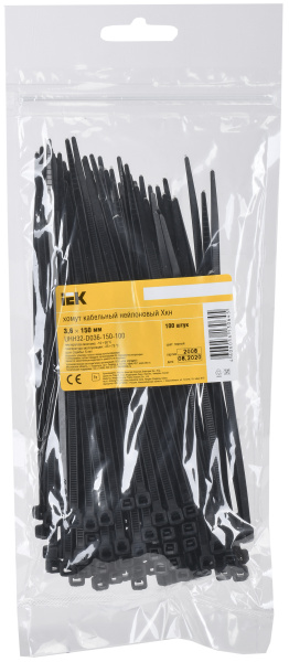 Хомут 3,6х150мм нейлон (100шт) ИЭК черный
