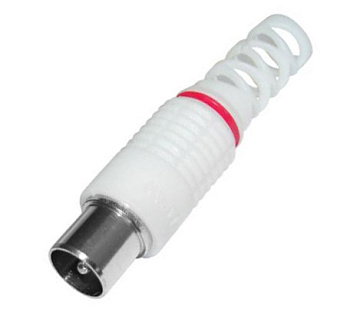 Разъем штекер TV без пайки белый "орешек" VA220