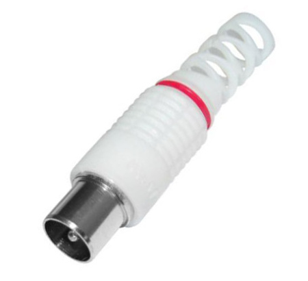 Разъем штекер TV без пайки белый "орешек" VA220