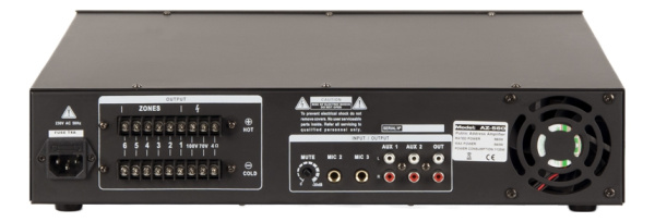 AZ-560 усилитель 560 Вт, 3 микр./2 лин. входа, 6 зон