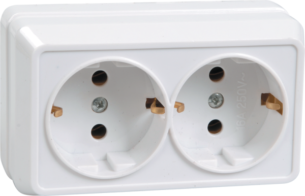 Розетка РС22-3-ОБ 2-местная с з/к 16А открытой установки ОКТАВА (белый) Розетка РС22-3-ОБ 2-местная с з/к 16А открытой установки ОКТАВА (белый)