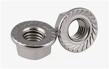 Гайка с насечкой, препятствующей откручиванию оцинкованная М10 (DIN 6923) (100 шт/уп) Промрукав