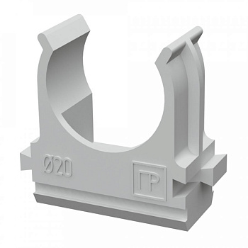 Крепеж-клипса для труб для прямого монтажа атмосферостойкая серая в п/э d20 мм (100шт/900шт уп/кор) Промрукав