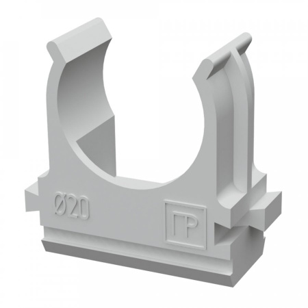 Крепеж-клипса для труб для прямого монтажа атмосферостойкая серая в п/э d20 мм (100шт/900шт уп/кор) Промрукав