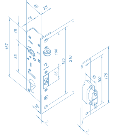 PERCo-LBP85.2, электромеханический замок врезной