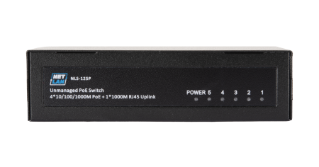 Коммутатор NETLAN, неуправляемый, 4*10/100/1000Мбит/с PoE (af/at), 1*10/100/1000Мбит/с RJ45, 1* DC52V/0.92A, PoE бюджет 48W