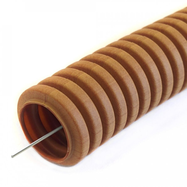 Гофротруба ПВХ легкая 350Н бук с зондом d16/100 м (Промрукав), PR01.0031